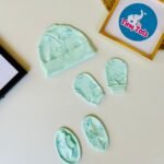 Cap,Mittens and Booties -  Green Dino