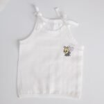 White Muslin Knot Jabla with Honey Bee Embroidery – 100% Cotton for Newborns