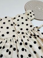 Cream Polka Dot Girls’ Dress with Black -  Peter Pan Collar - Image 4