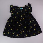 Black Muslin Baby Frock with Wooden Buttons – Soft & Stylish