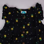 Black Muslin Baby Frock with Wooden Buttons – Soft & Stylish - Image 2