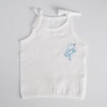 White Muslin Knot Jabla with Bird Embroidery – 100% Cotton for Newborns