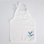 White Muslin Knot Jabla with Leaf Embroidery – 100% Cotton for Newborns