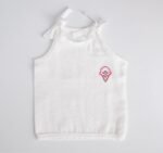 White Muslin Knot Jabla with Ice Cream Cone Embroidery – 100% Cotton for Newborns