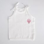 White Muslin Knot Jabla with Ice Cream Cone Embroidery – 100% Cotton for Newborns