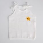 White Muslin Knot Jabla with Star Embroidery – 100% Cotton for Newborns