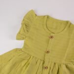 Green Muslin Baby Frock with Wooden Buttons – Soft & Stylish - Image 2
