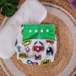 The Tiny Tots Organic Reusable Cloth Diapers - Green Playful