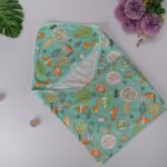 Newborn Receiving Blanket- Aqua Green Jungle