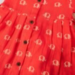 Red Elephant  Muslin Baby Frock with Wooden Buttons – Soft & Stylish - Image 3