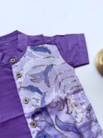 Lavender Silk Panel Shirt with White Pattu Dhoti for Boys – Traditional Festive Set - Image 3