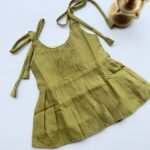 Baby Silk Knot Frock – Olive Green