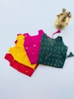 Red Silk Baby Frock with Gold Polka | Side Knot Ethnic Wear - Image 4
